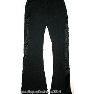 GUC Womens Otomix Pants Large Black Cotton Satin Zipper legs Drawstring L